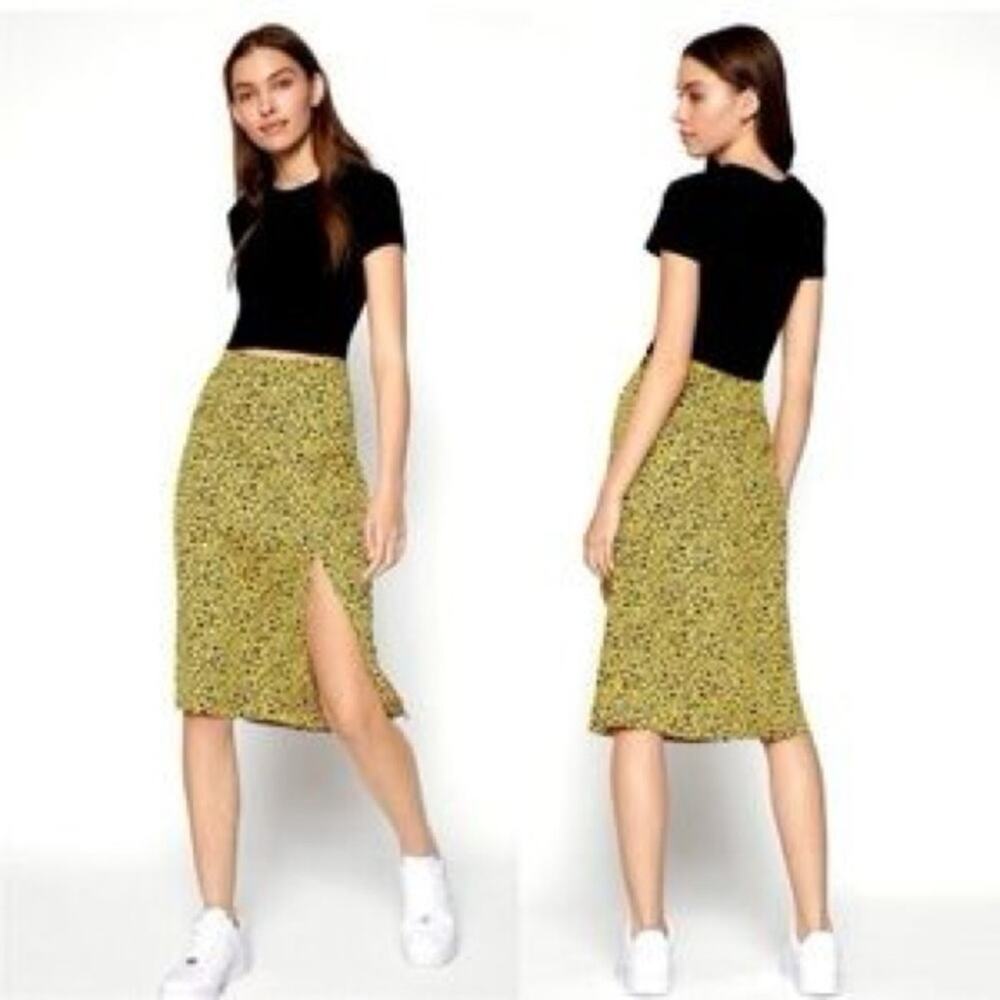 BCBGeneration Woven Satin Tiger Print Midi Skirt